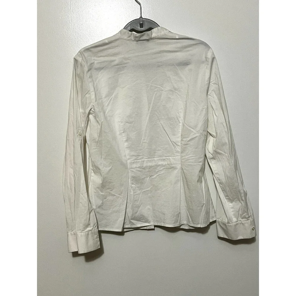 Nine West Button Down Ruffle Cotton Long Sleeve Top Blouse NWOT Size 14 - Picture 6 of 8